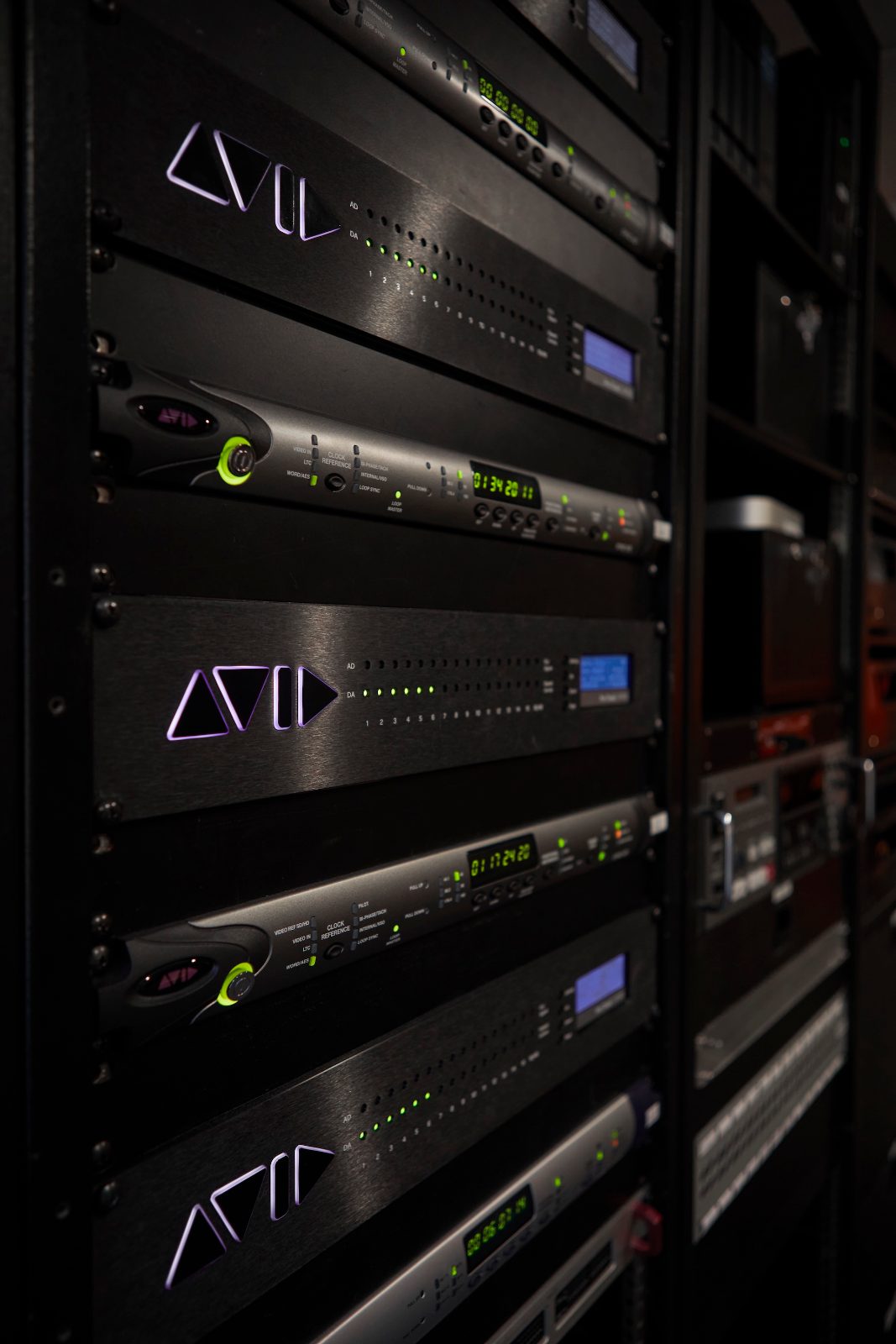 Avid interfaces and sync generators racked in the BAM machine room